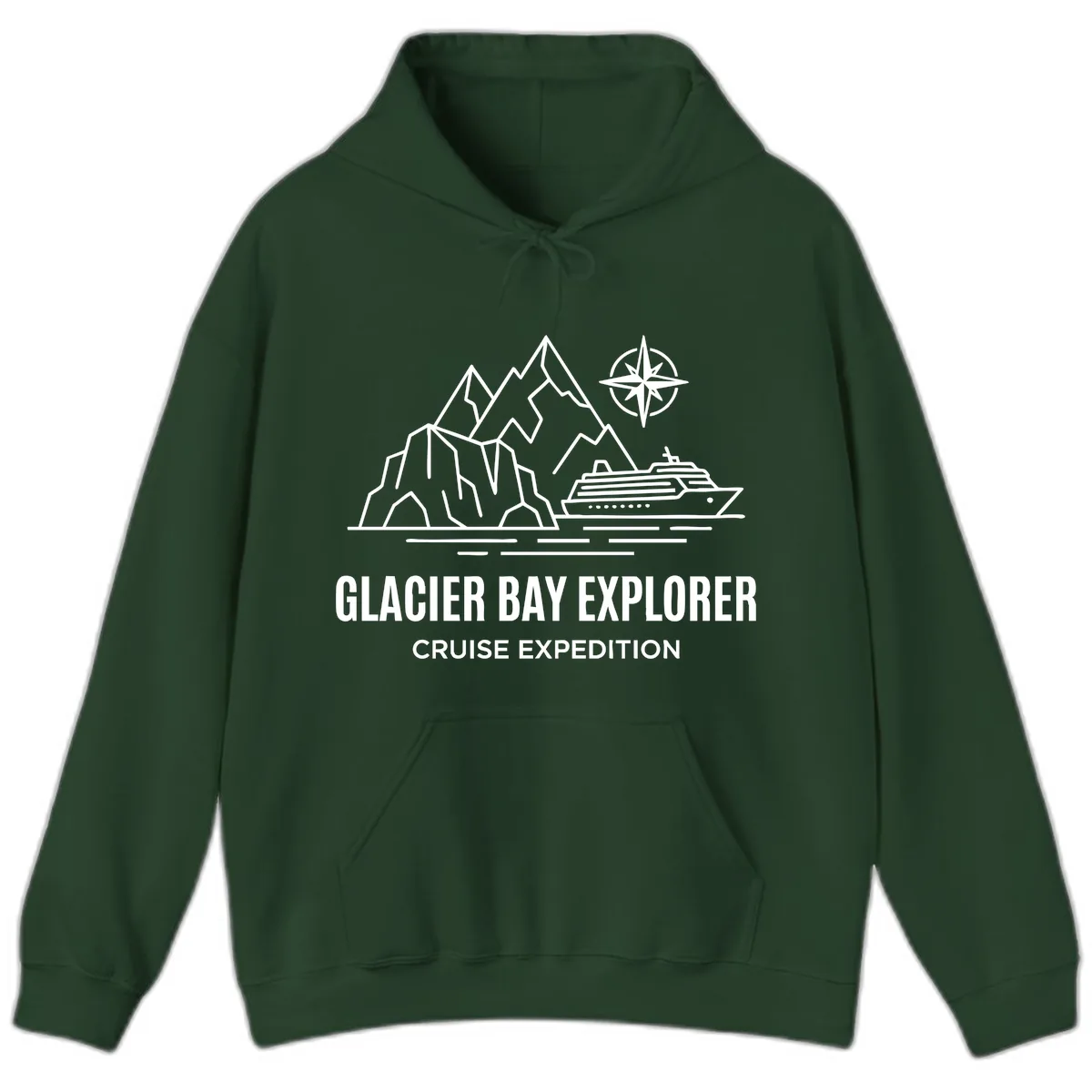 Glacier Bay Explorer Cruise Expedition Scenic Design Hoodie in Forest Green