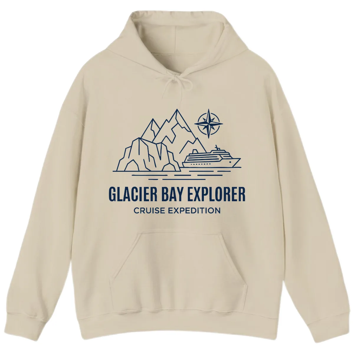 Glacier Bay Explorer Cruise Expedition Scenic Design Hoodie in Sand