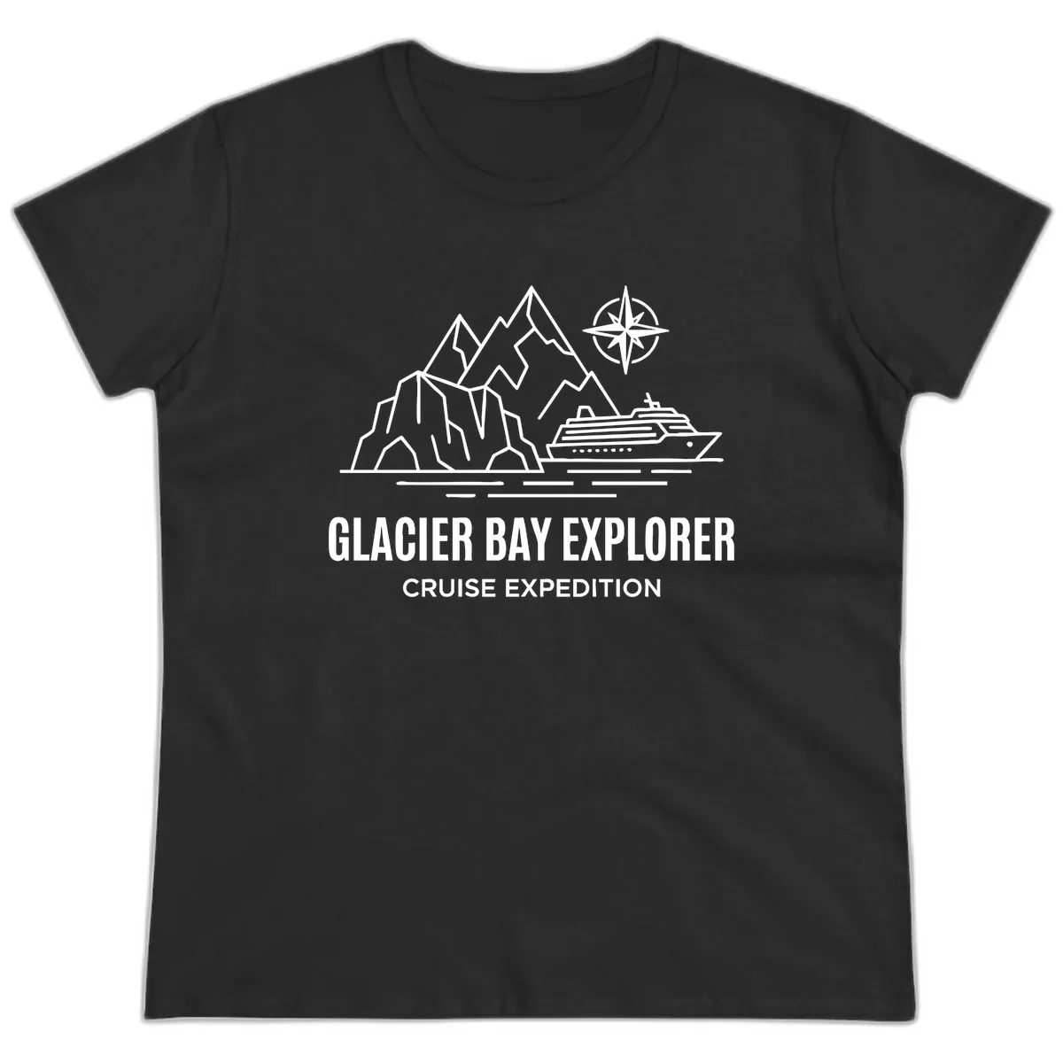 Glacier Bay Explorer Cruise Expedition Scenic Design Ladies Tee in Black