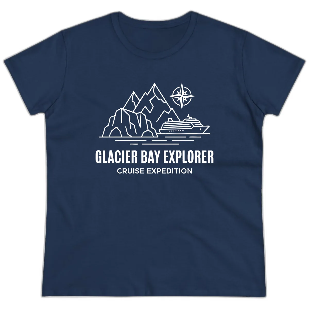 Glacier Bay Explorer Cruise Expedition Scenic Design Ladies Tee in Navy