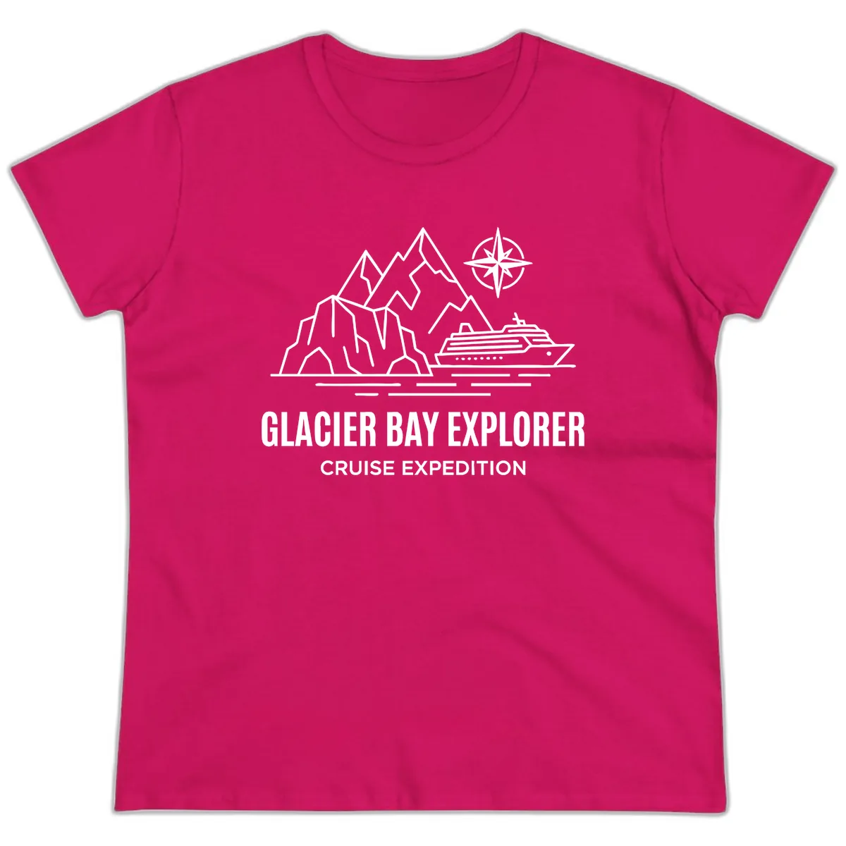 Glacier Bay Explorer Cruise Expedition Scenic Design Ladies Tee in Heliconia