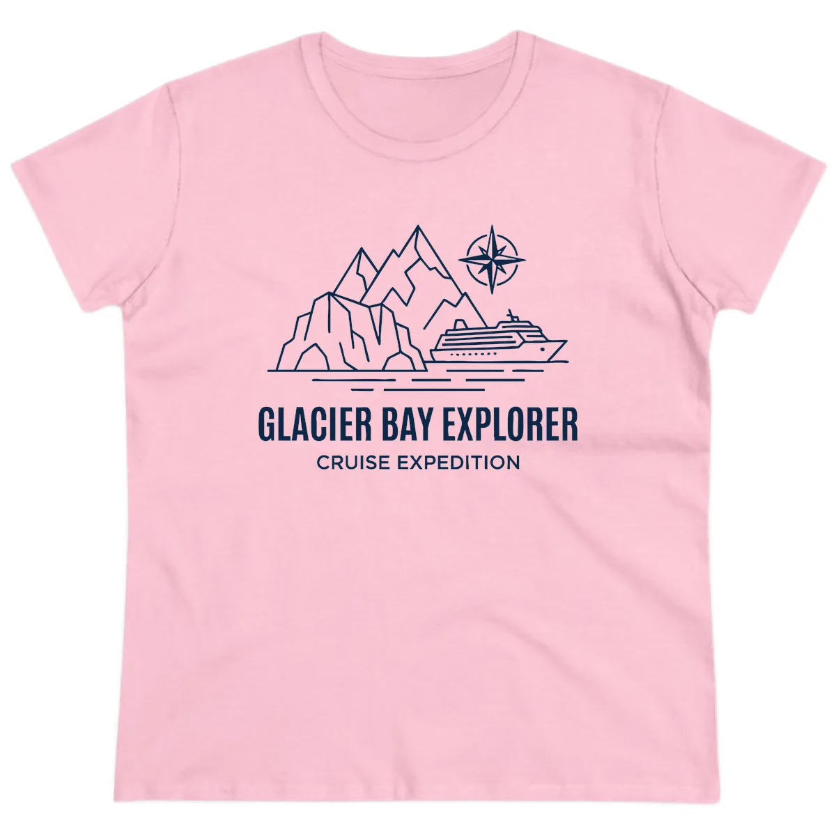 Glacier Bay Explorer Cruise Expedition Scenic Design Ladies Tee in Light Pink