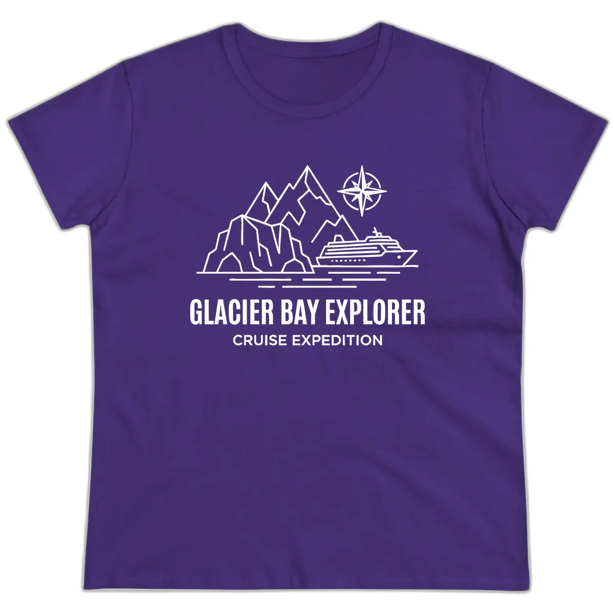 Glacier Bay Explorer Cruise Expedition Scenic Design Ladies Tee in Purple