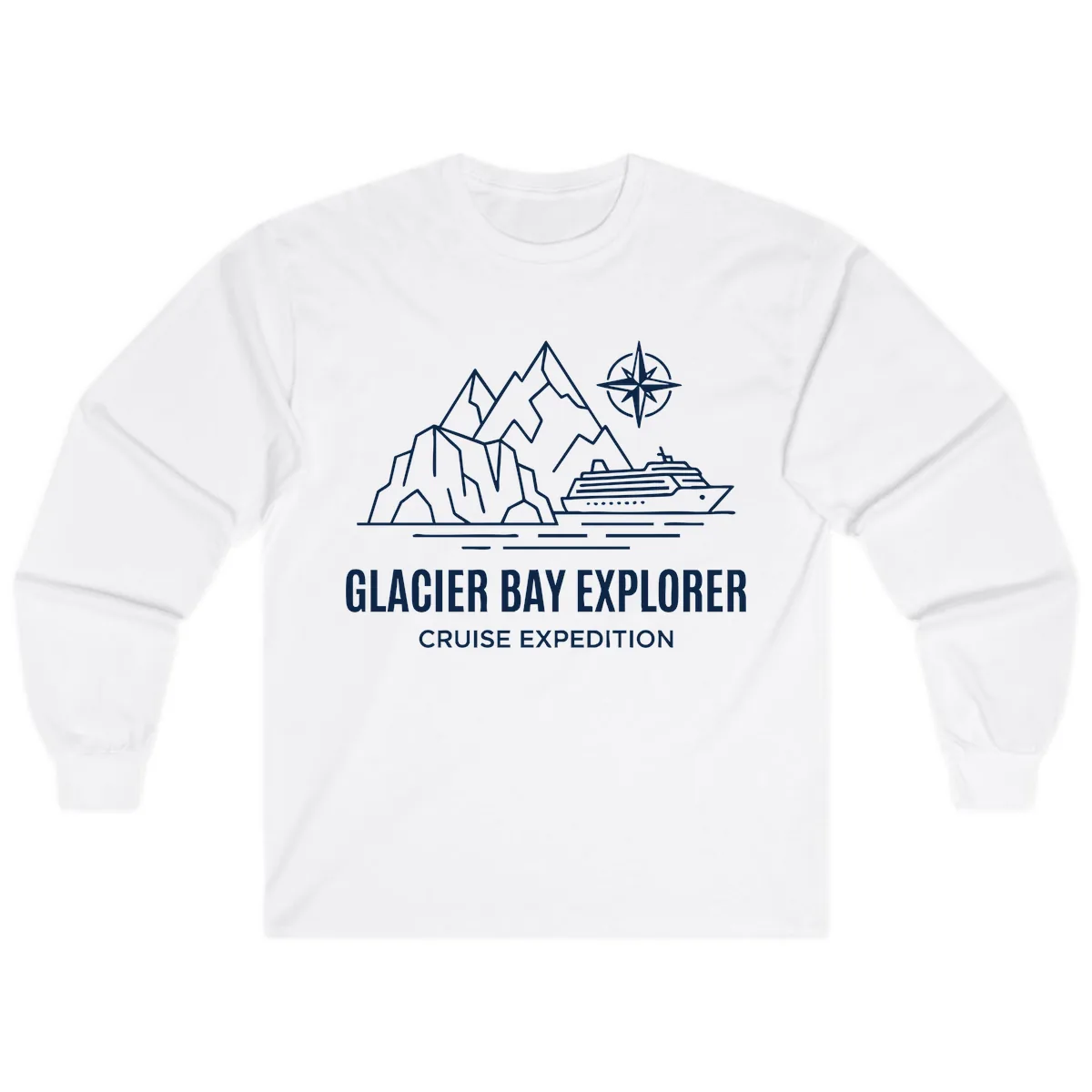 Glacier Bay Explorer Cruise Expedition Scenic Design Long Sleeve in White