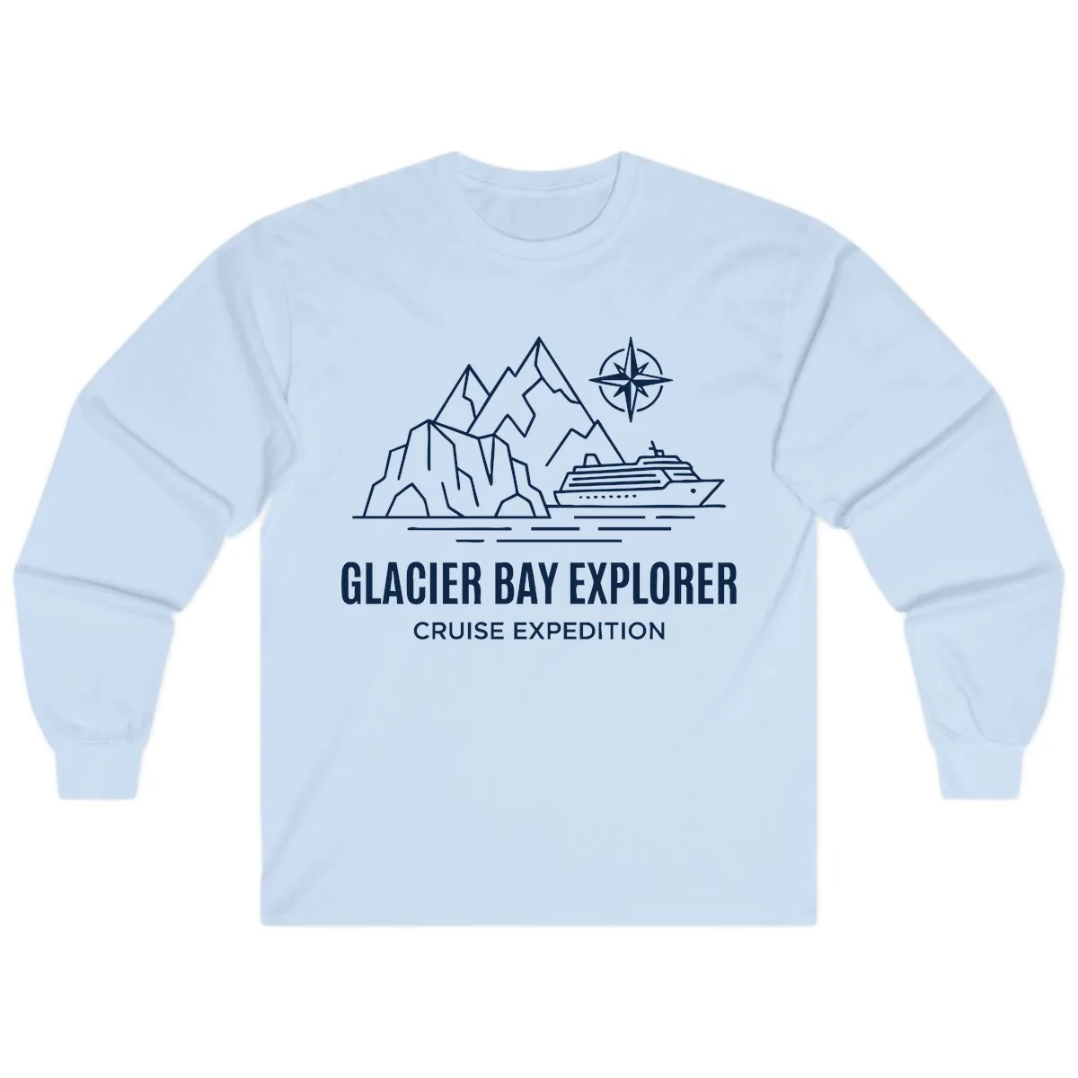 Glacier Bay Explorer Cruise Expedition Scenic Design Long Sleeve in Light Blue