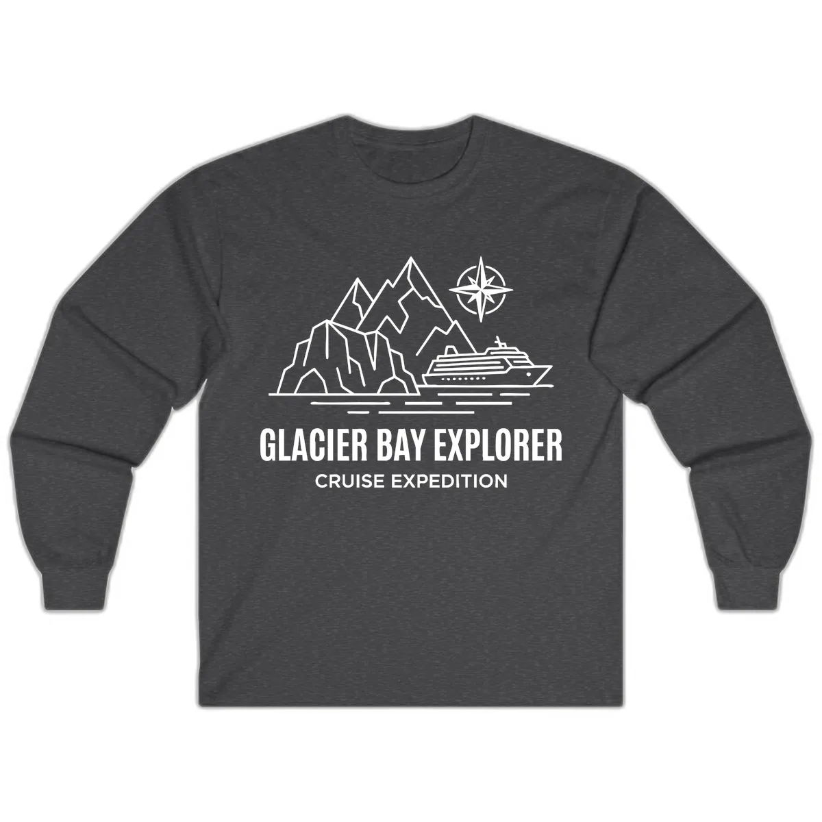 Glacier Bay Explorer Cruise Expedition Scenic Design Long Sleeve in Dark Heather