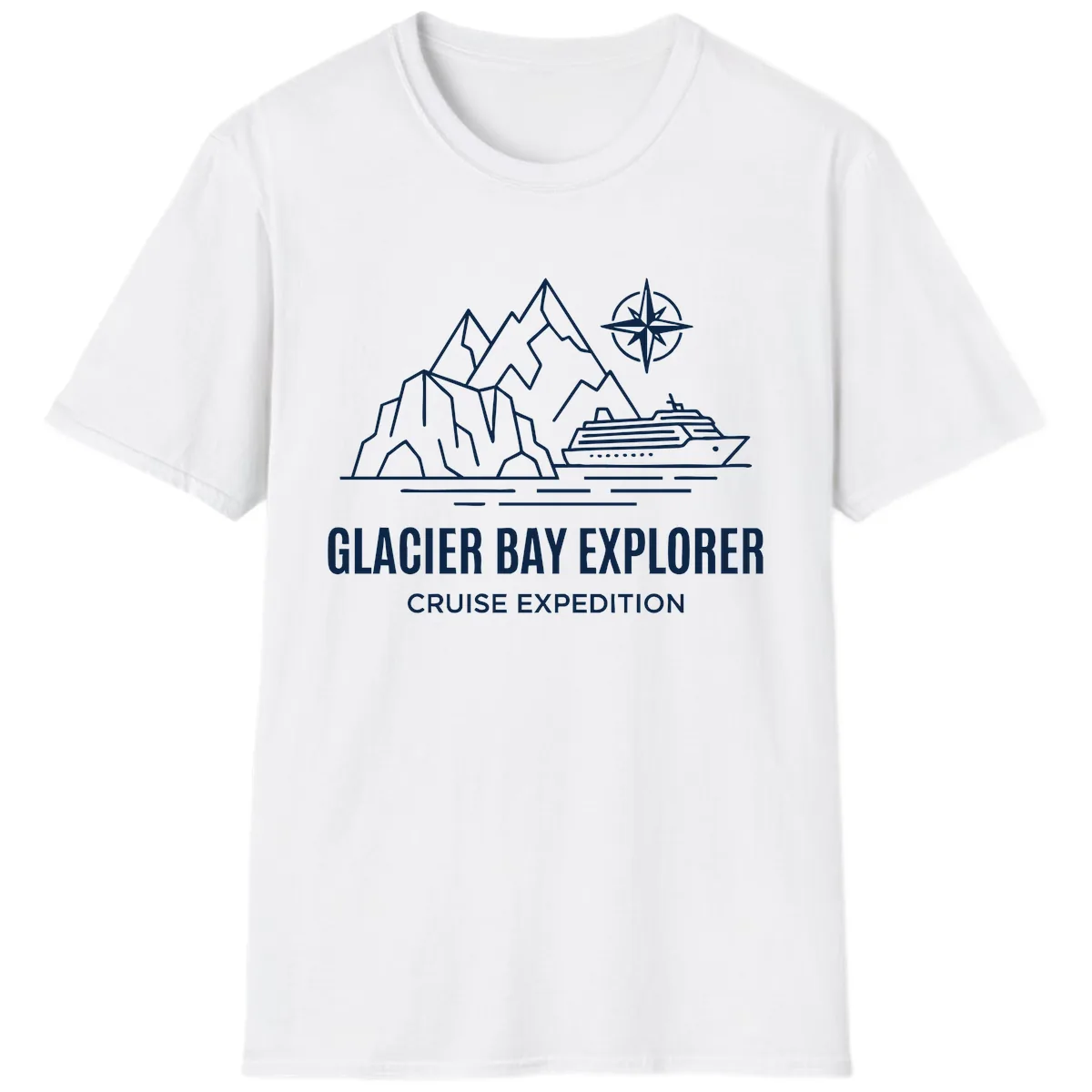 Glacier Bay Explorer Cruise Expedition Scenic Design T-Shirt in White