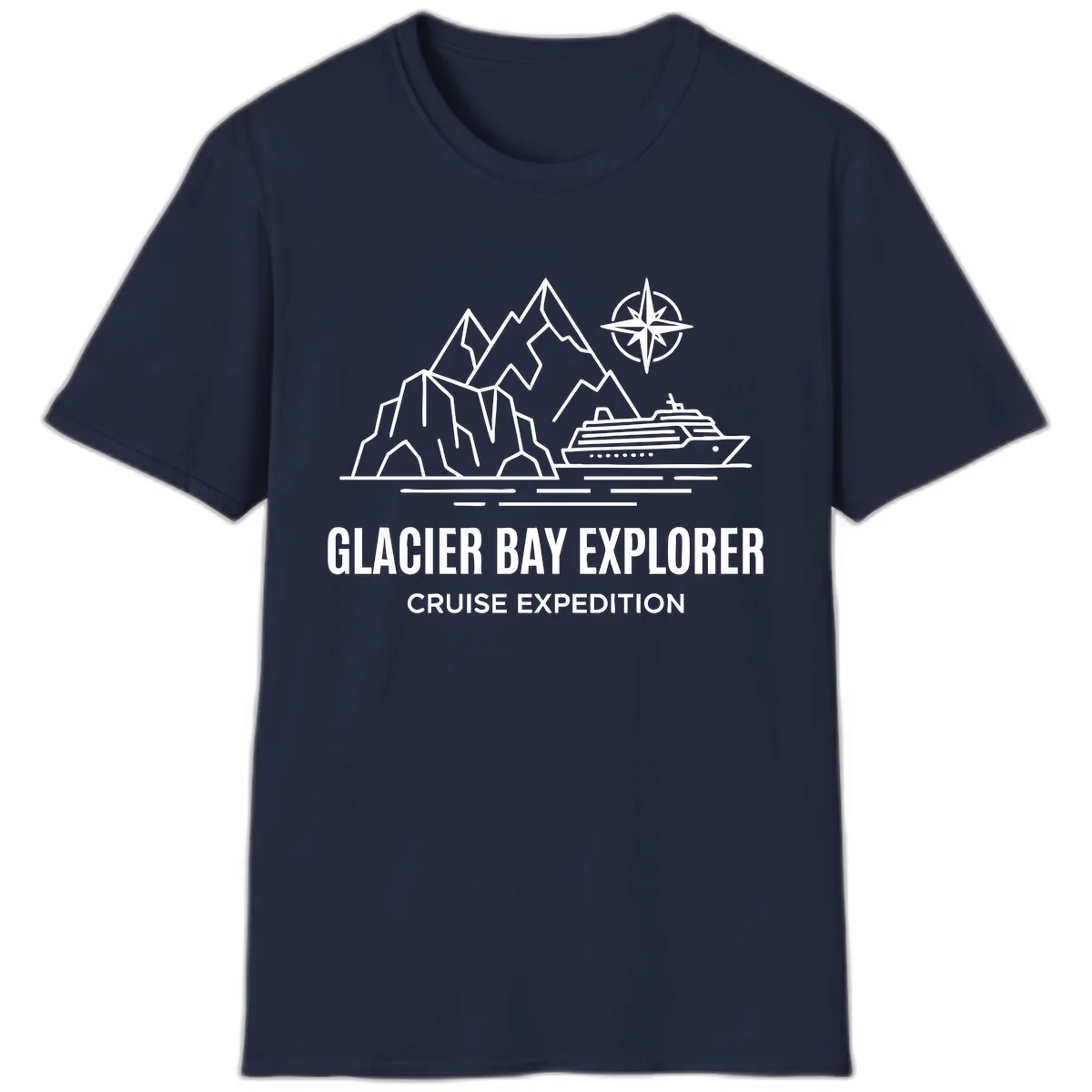 Glacier Bay Explorer Cruise Expedition Scenic Design T-Shirt in Navy