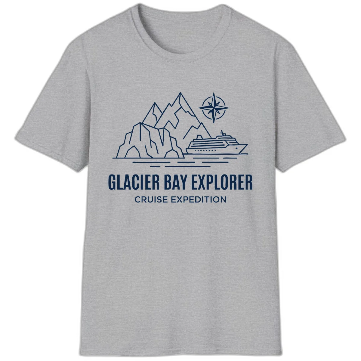 Glacier Bay Explorer Cruise Expedition Scenic Design T-Shirt in Sport Grey