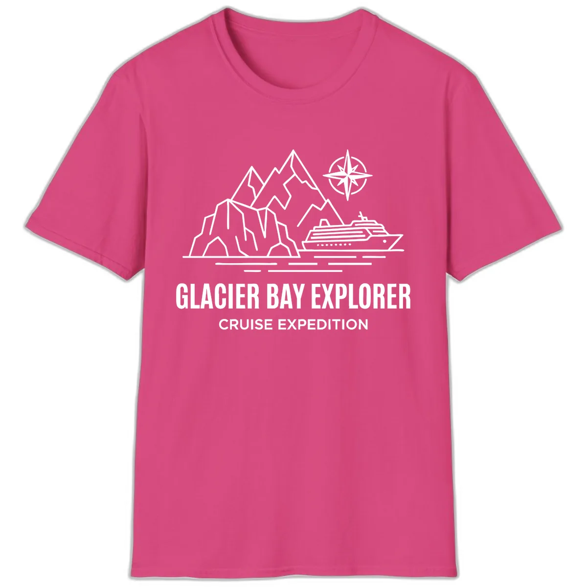 Glacier Bay Explorer Cruise Expedition Scenic Design T-Shirt in Heliconia