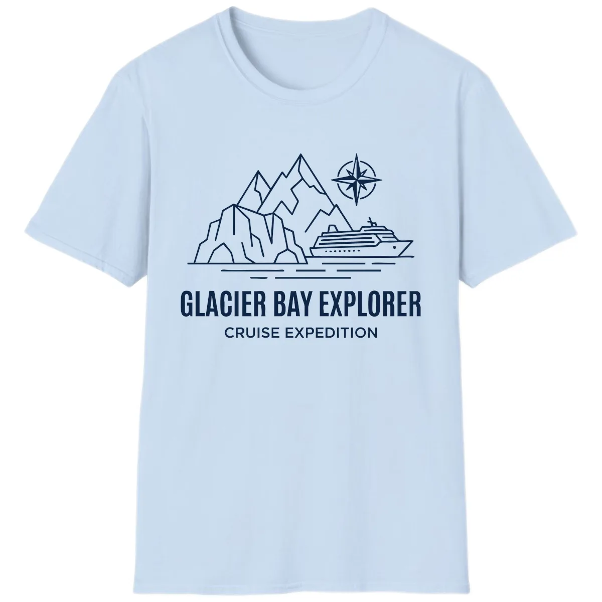 Glacier Bay Explorer Cruise Expedition Scenic Design T-Shirt in Light Blue