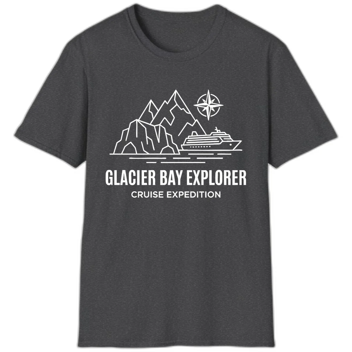 Glacier Bay Explorer Cruise Expedition Scenic Design T-Shirt in Dark Heather