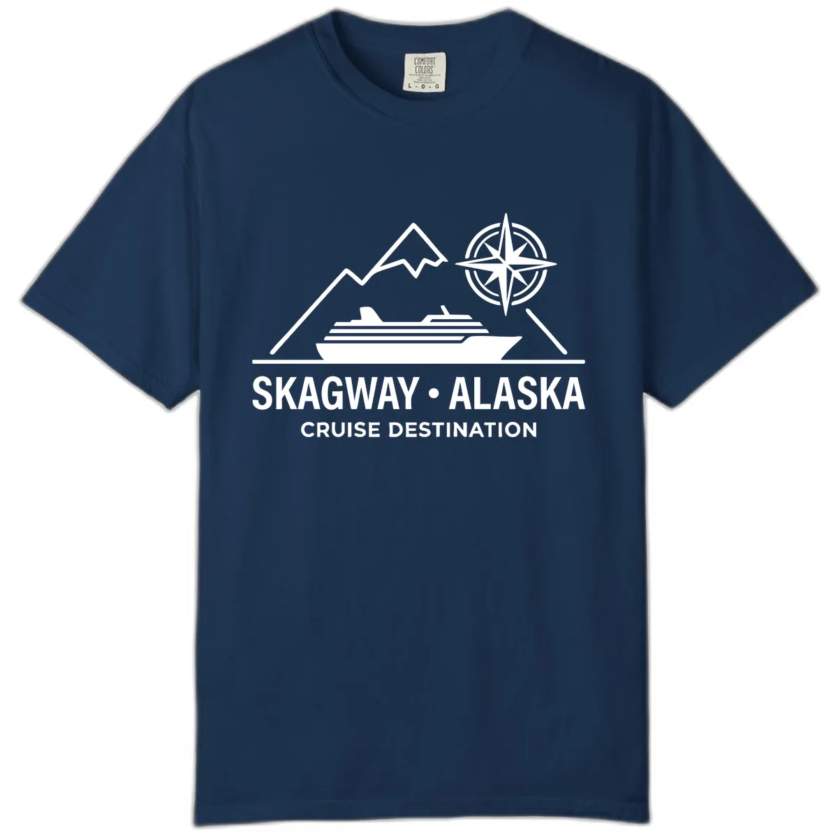 Skagway Alaska Mountain Cruise Compass Journey Comfort Color in Navy