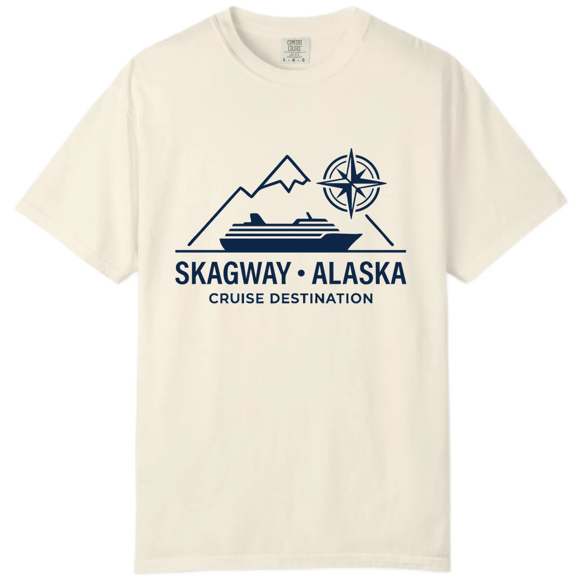 Skagway Alaska Mountain Cruise Compass Journey Comfort Color in Ivory