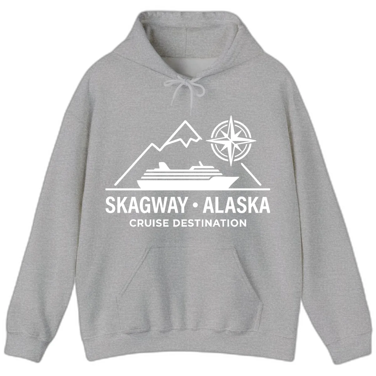 Skagway Alaska Mountain Cruise Compass Journey Hoodie in Sport Grey
