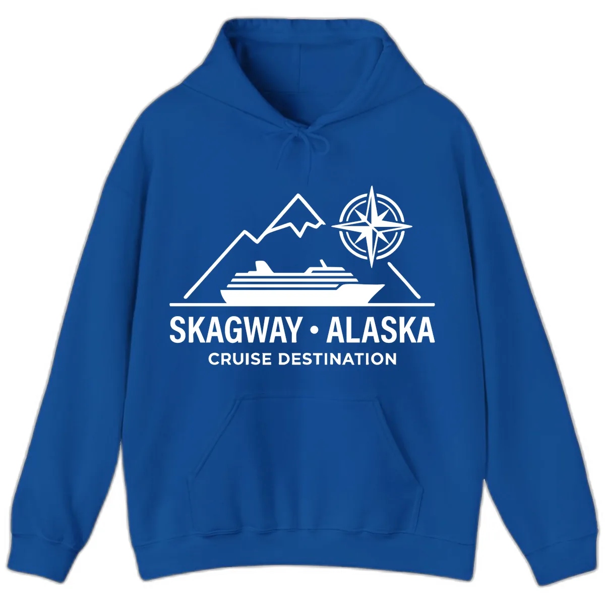 Skagway Alaska Mountain Cruise Compass Journey Hoodie in Royal
