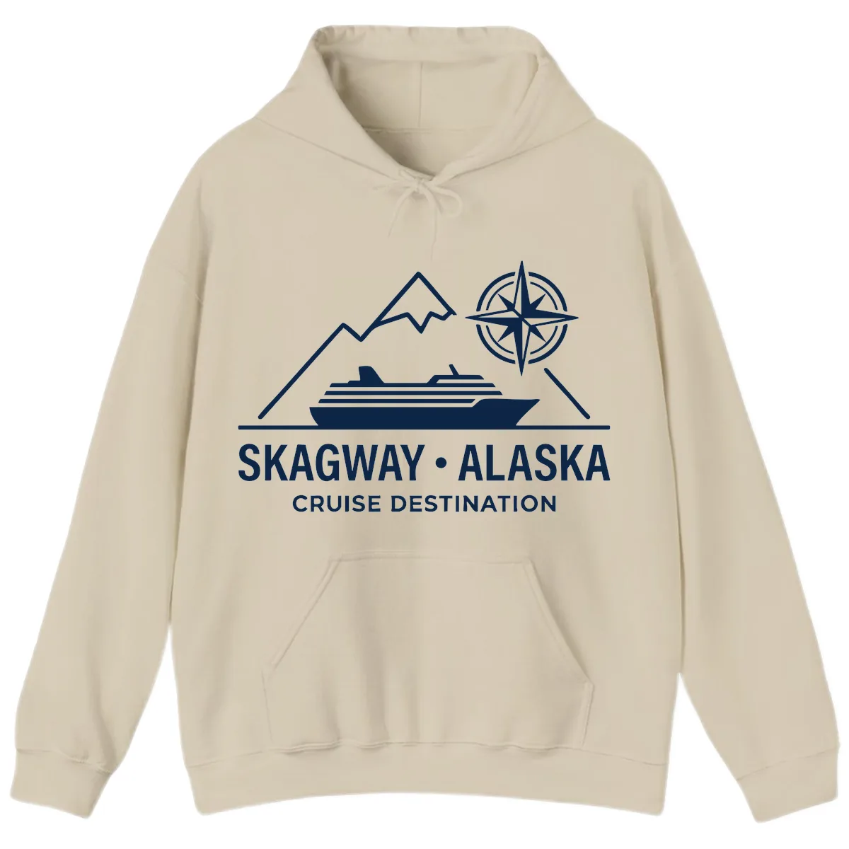 Skagway Alaska Mountain Cruise Compass Journey Hoodie in Sand