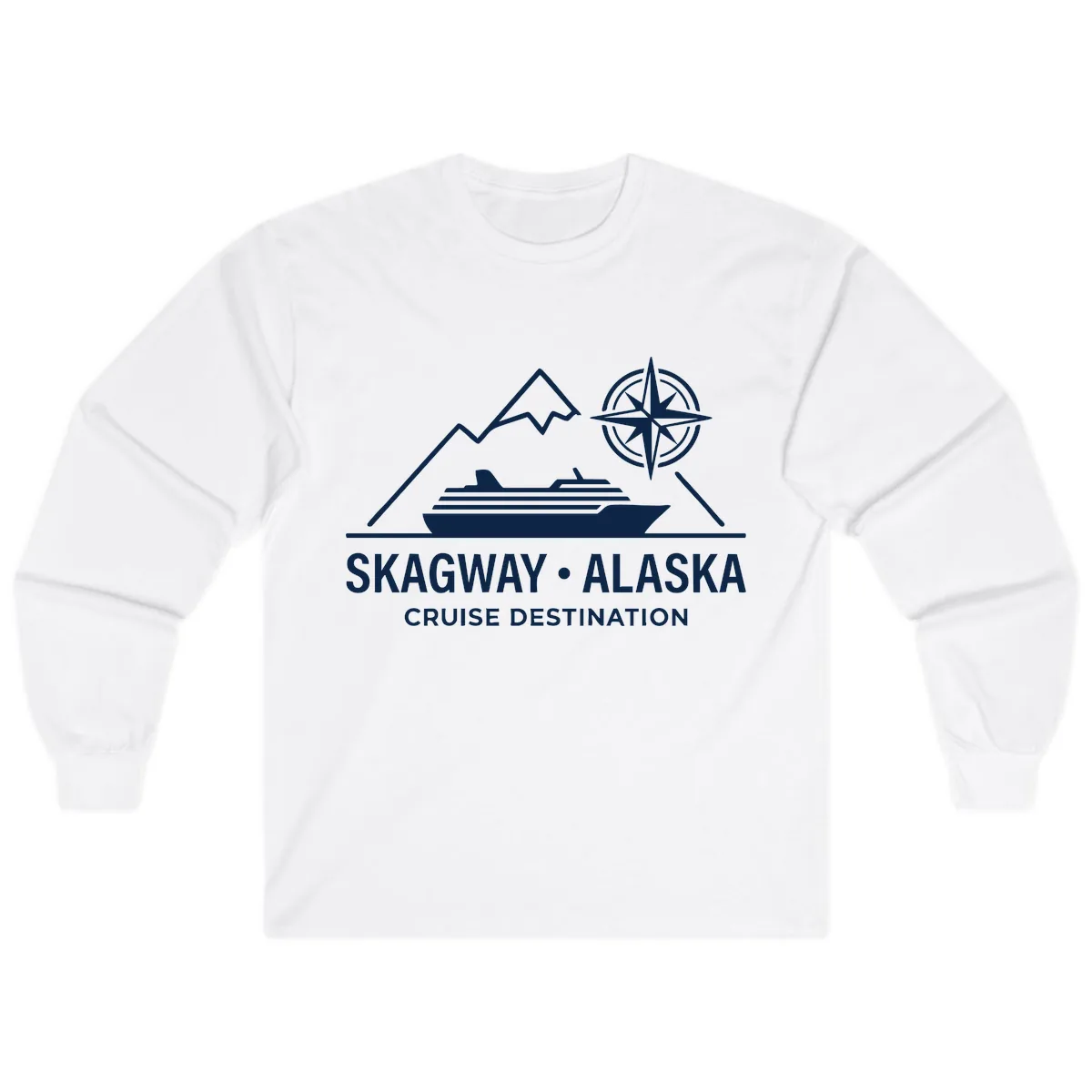 Skagway Alaska Mountain Cruise Compass Journey Long Sleeve in White