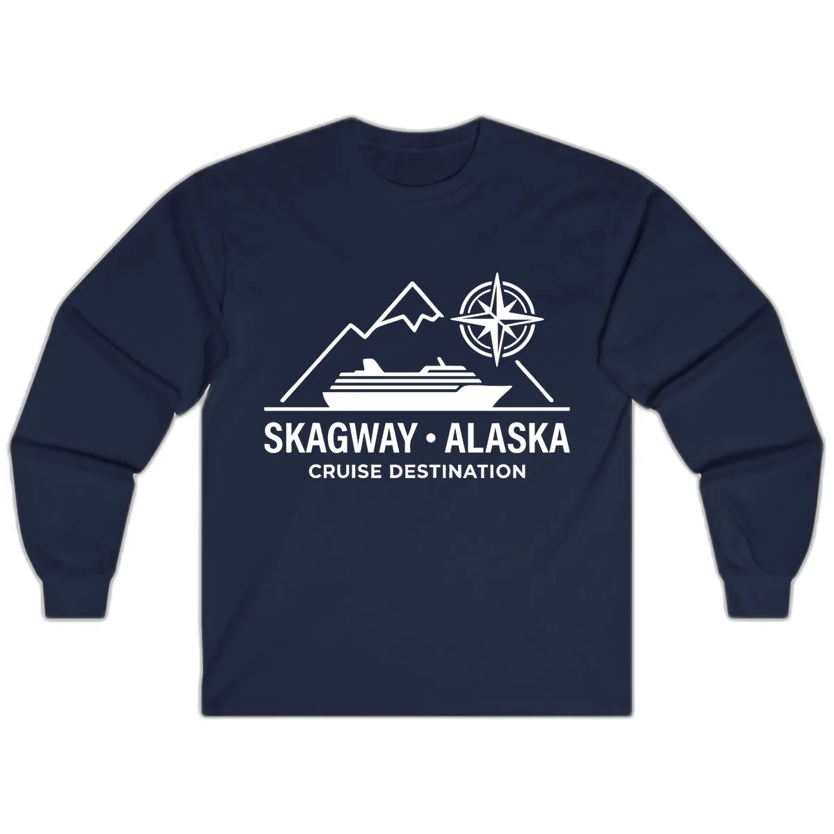 Skagway Alaska Mountain Cruise Compass Journey Long Sleeve in Navy