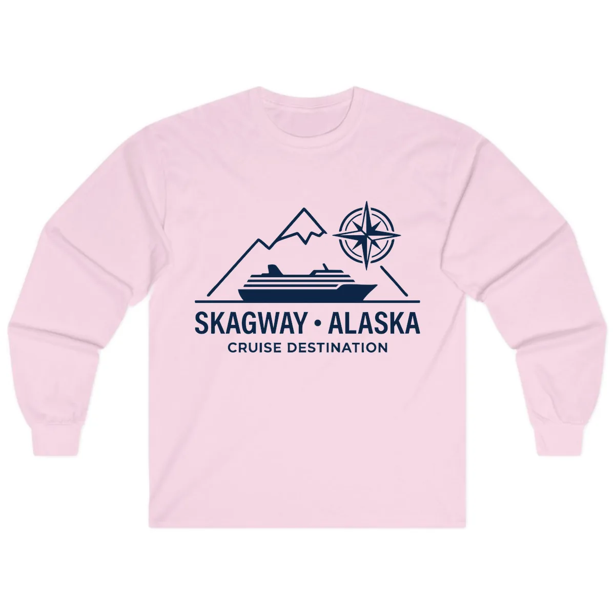 Skagway Alaska Mountain Cruise Compass Journey Long Sleeve in Light Pink