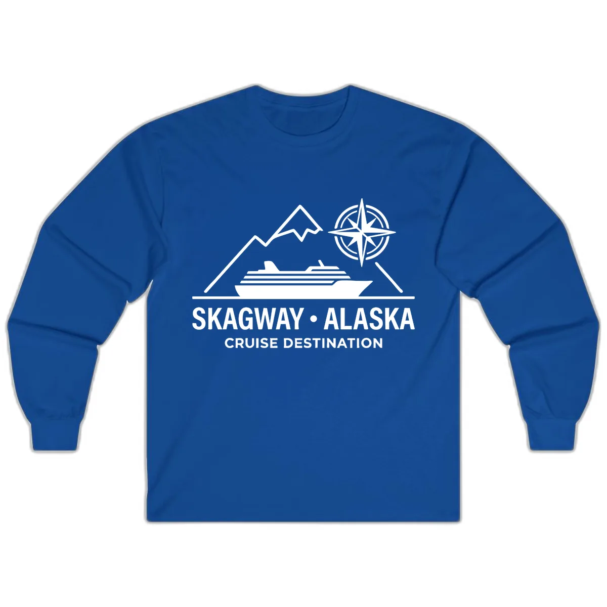 Skagway Alaska Mountain Cruise Compass Journey Long Sleeve in Royal