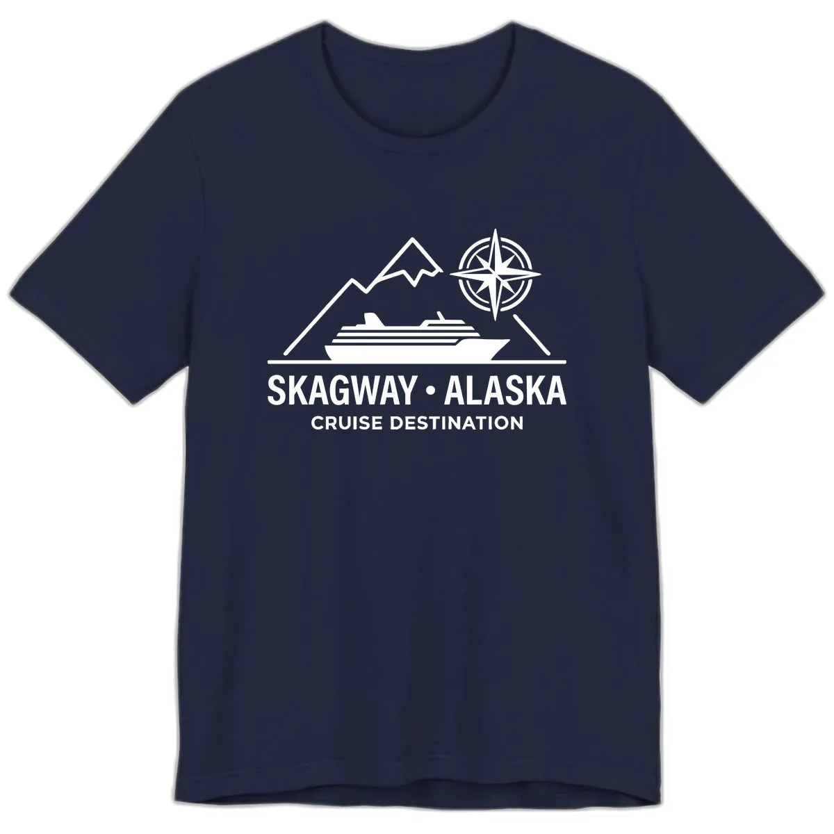 Skagway Alaska Mountain Cruise Compass Journey Premium T-Shirt in Navy