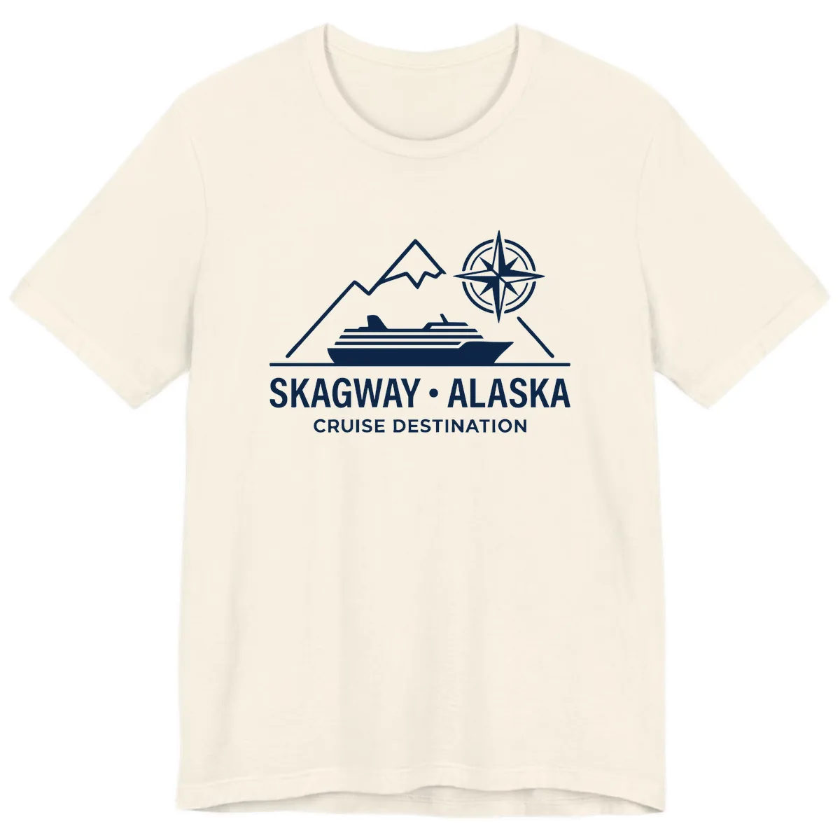 Skagway Alaska Mountain Cruise Compass Journey Premium T-Shirt in Natural