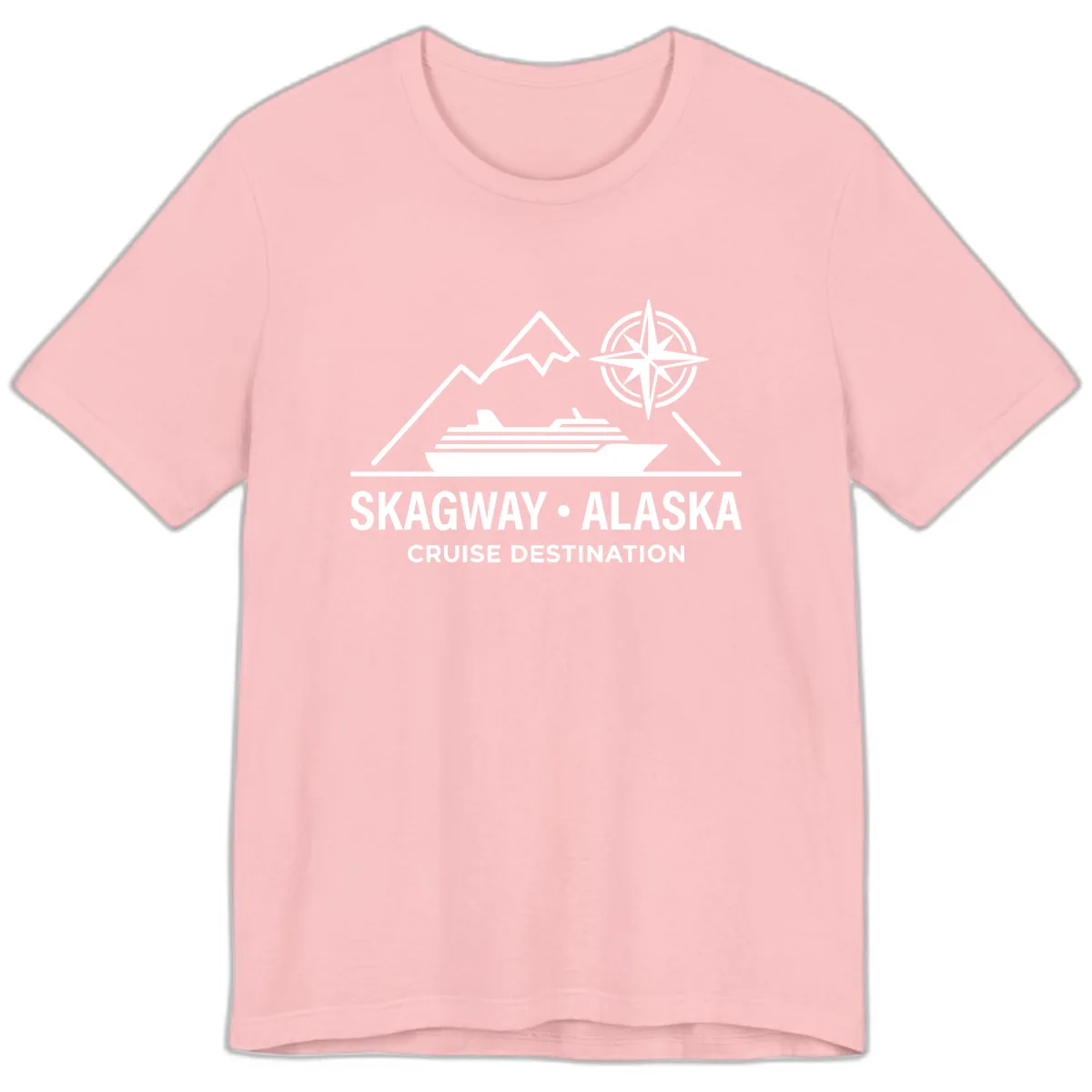 Skagway Alaska Mountain Cruise Compass Journey Premium T-Shirt in Pink