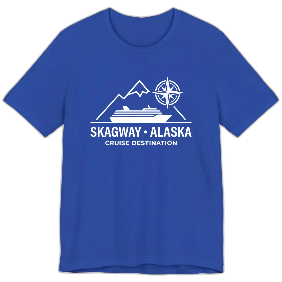 Skagway Alaska Mountain Cruise Compass Journey Premium T-Shirt in True Royal