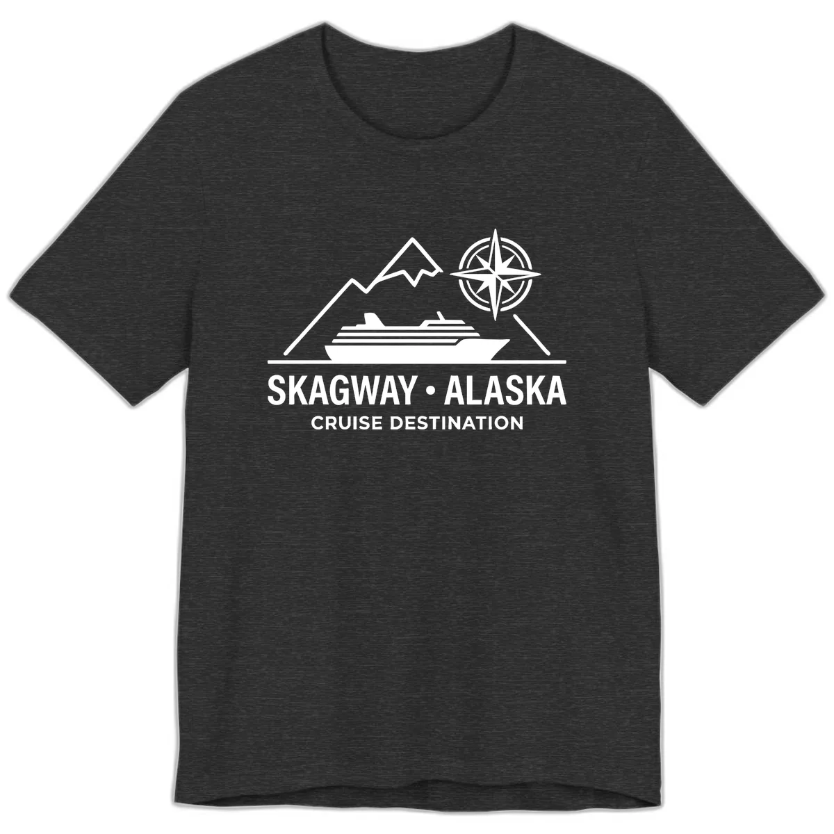 Skagway Alaska Mountain Cruise Compass Journey Premium T-Shirt in Dark Grey Heather