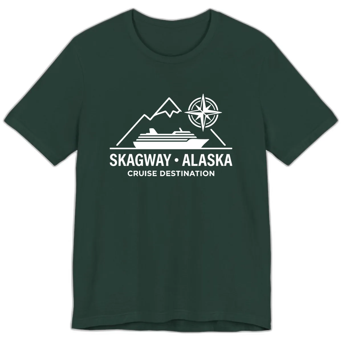 Skagway Alaska Mountain Cruise Compass Journey Premium T-Shirt in Forest