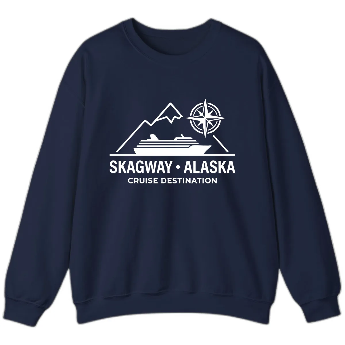 Skagway Alaska Mountain Cruise Compass Journey Sweatshirt in Navy