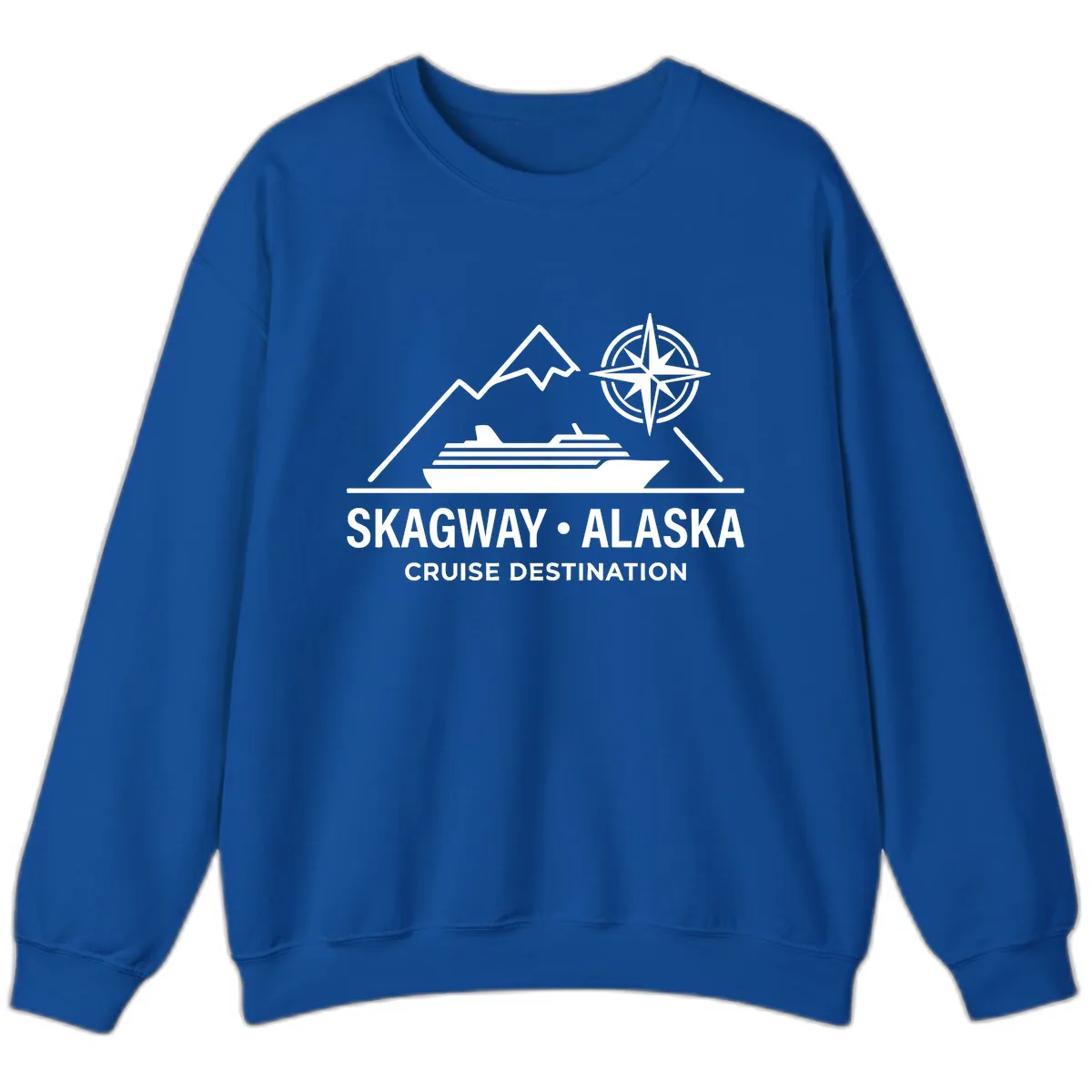 Skagway Alaska Mountain Cruise Compass Journey Sweatshirt in Royal
