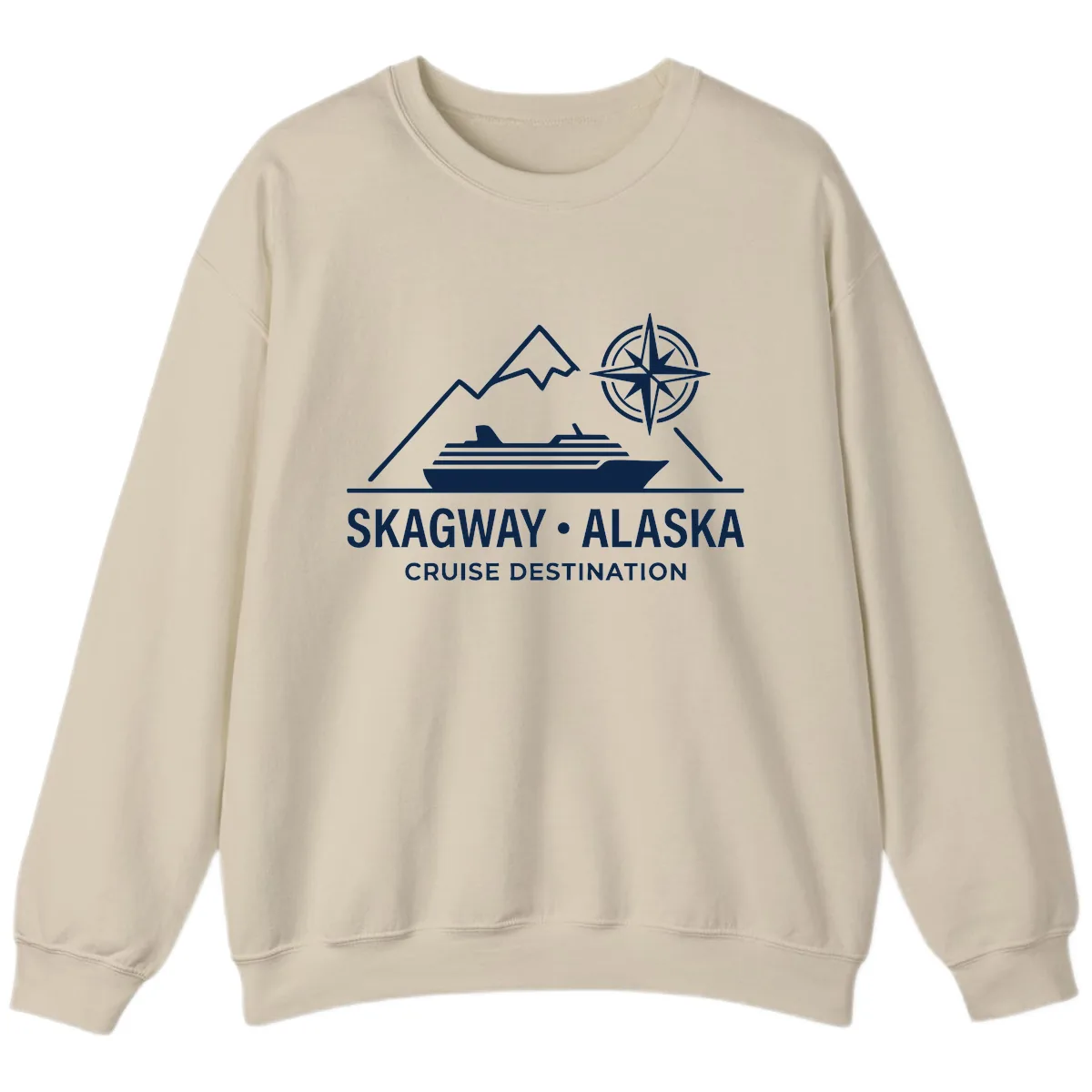 Skagway Alaska Mountain Cruise Compass Journey Sweatshirt in Sand