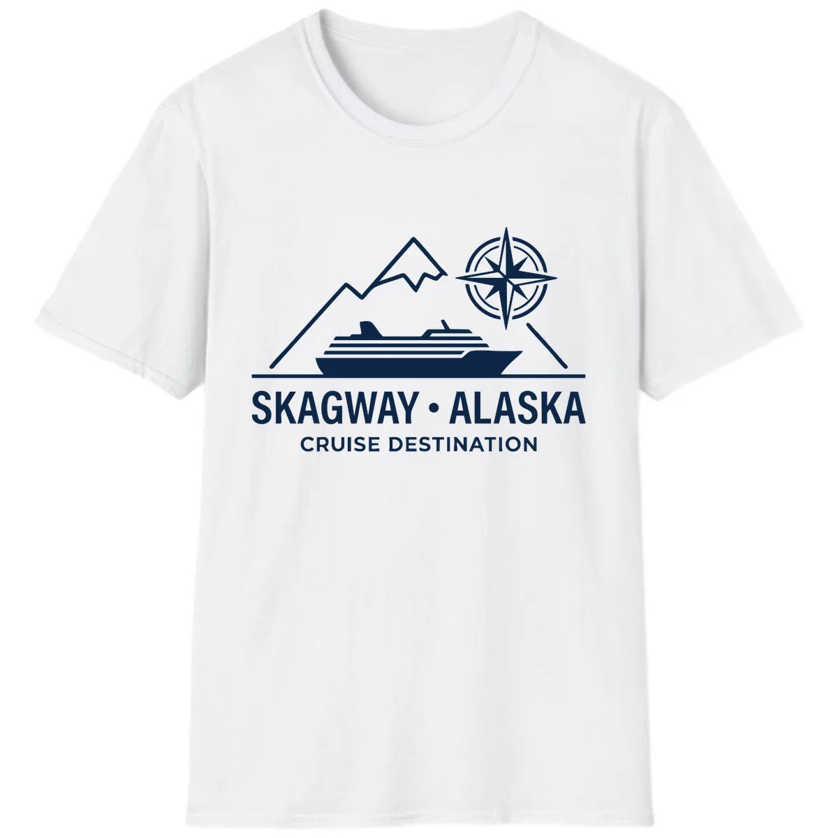 Skagway Alaska Mountain Cruise Compass Journey T-Shirt in White