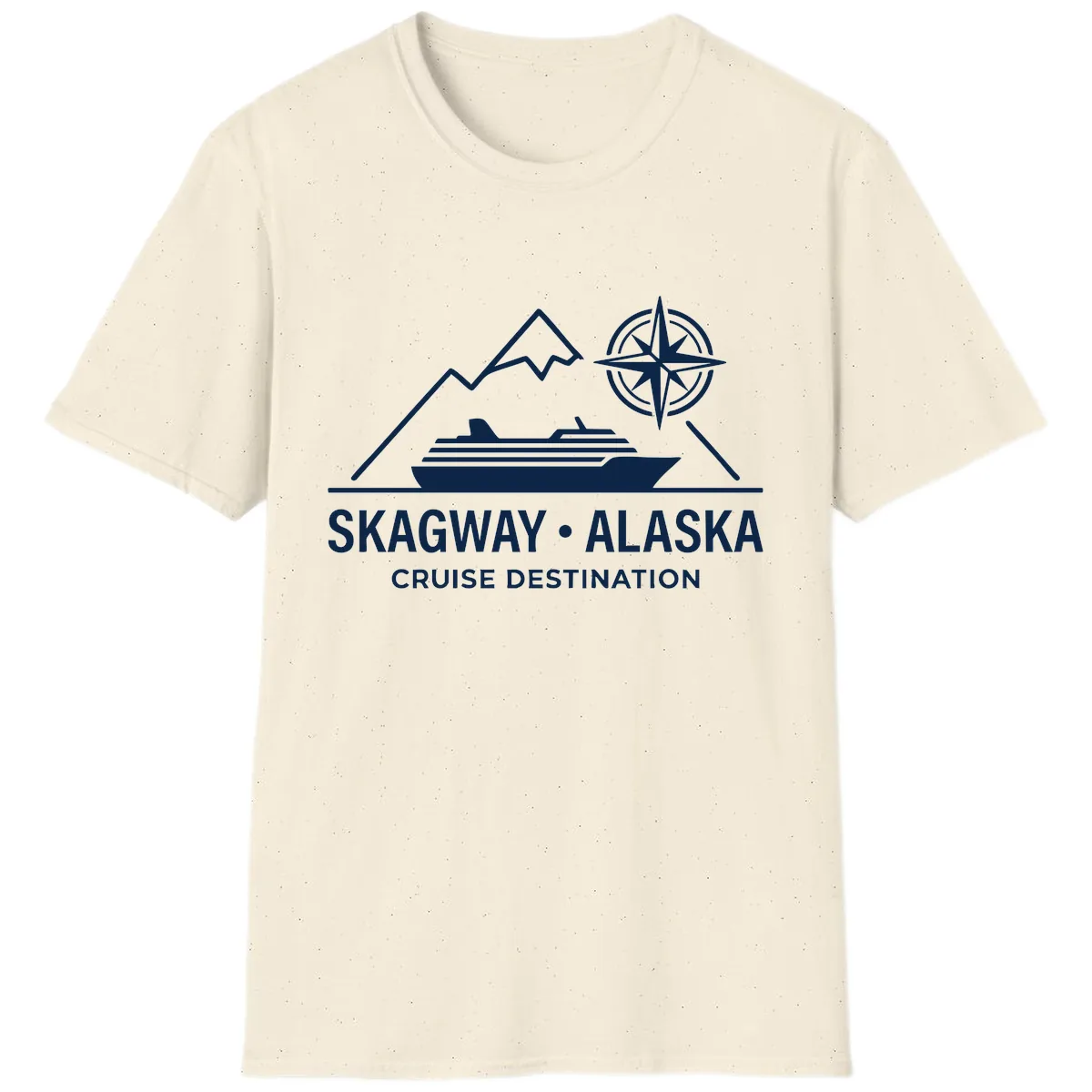 Skagway Alaska Mountain Cruise Compass Journey T-Shirt in Natural