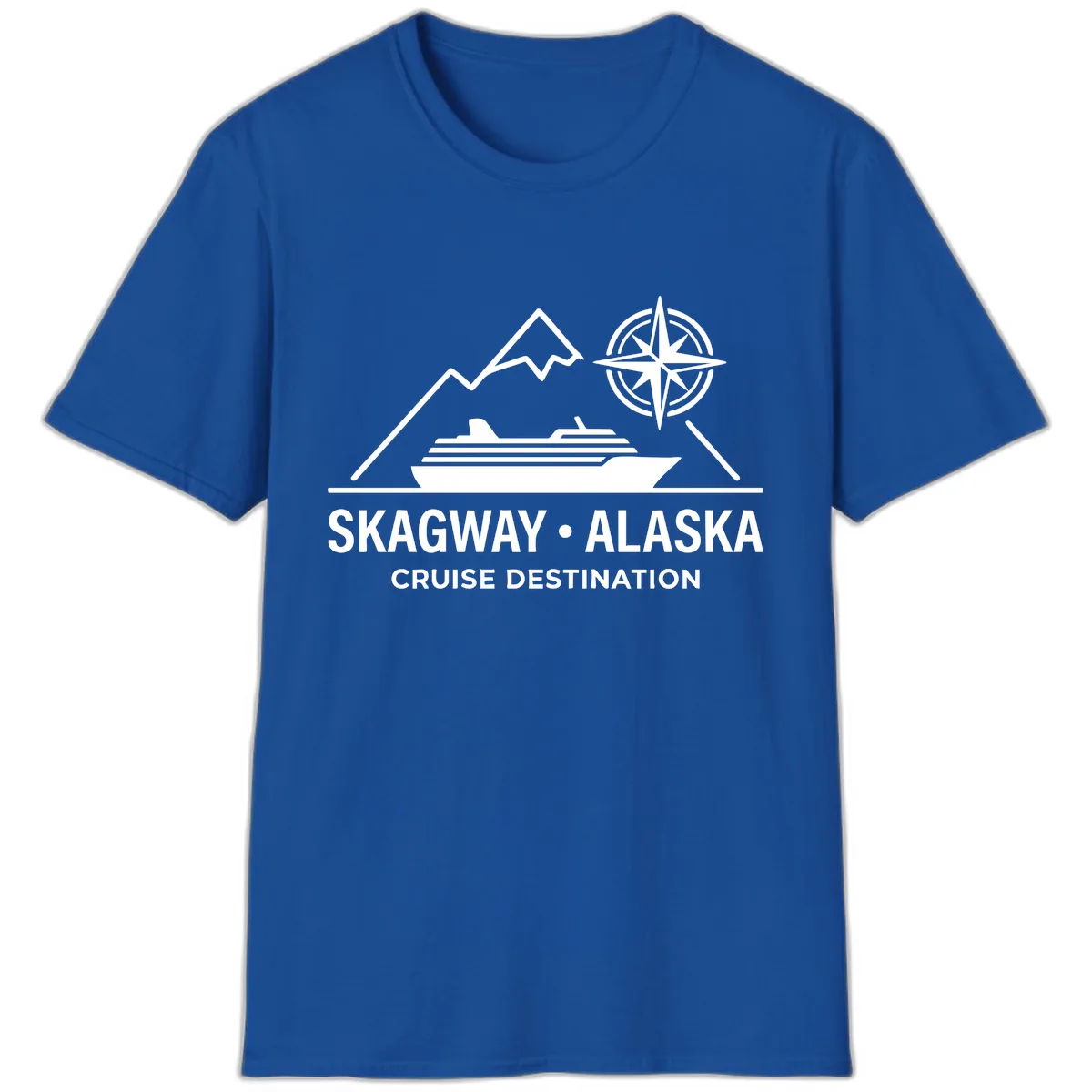 Skagway Alaska Mountain Cruise Compass Journey T-Shirt in Royal
