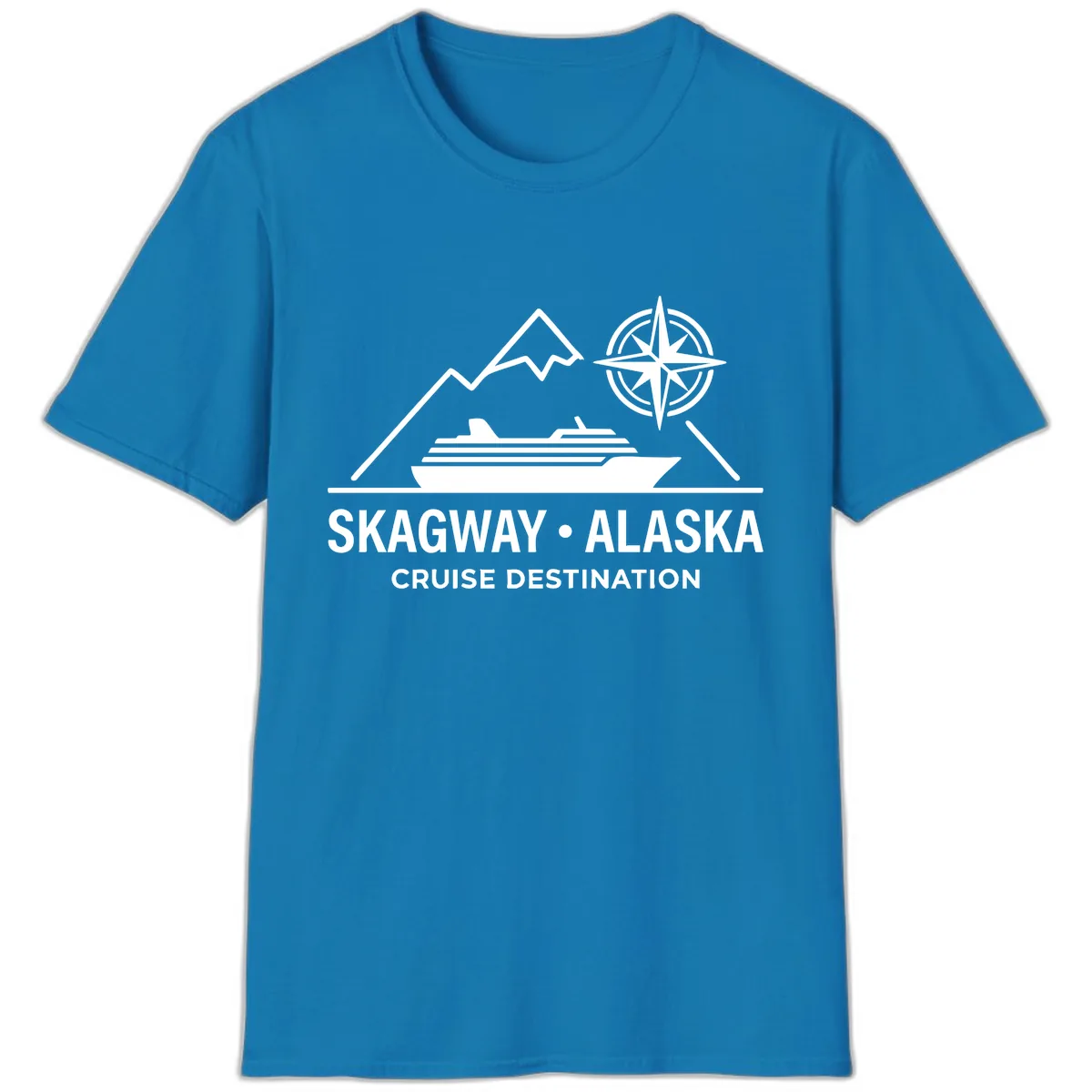 Skagway Alaska Mountain Cruise Compass Journey T-Shirt in Sapphire