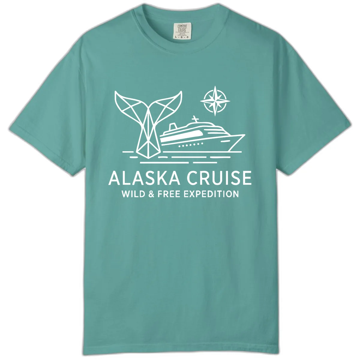 Alaska Wild & Free Expedition Cruise with Ship & Whale Comfort Color in Seafoam