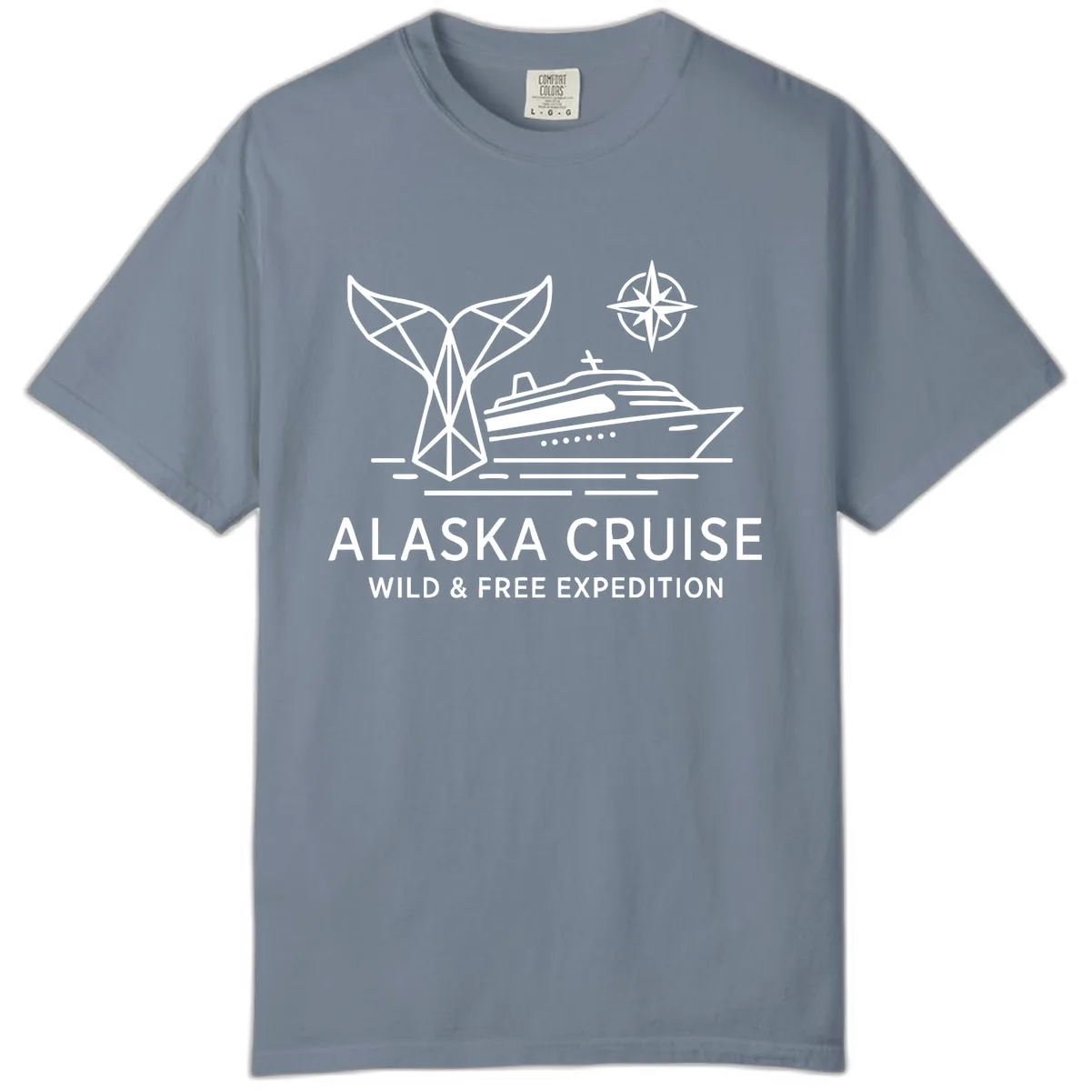 Alaska Wild & Free Expedition Cruise with Ship & Whale Comfort Color in Blue Jean