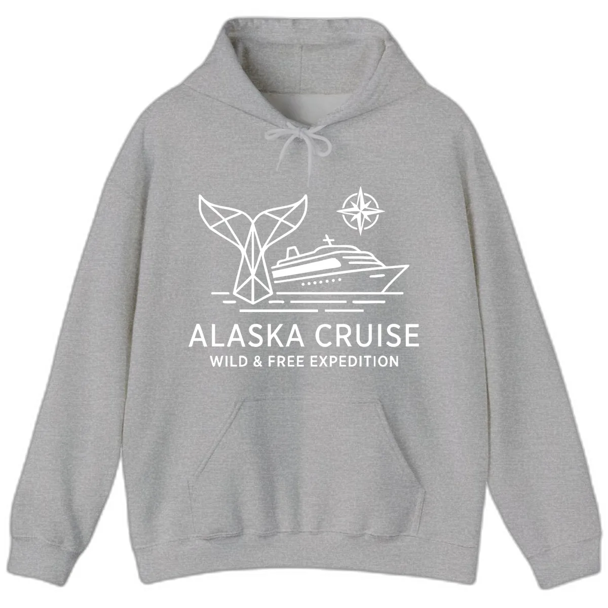 Alaska Wild & Free Expedition Cruise with Ship & Whale Hoodie in Sport Grey