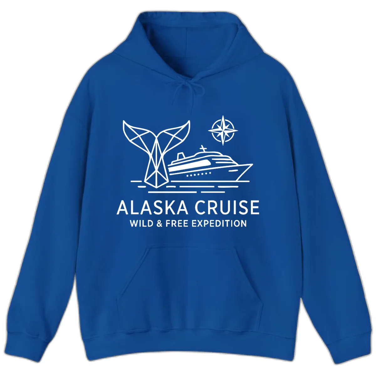 Alaska Wild & Free Expedition Cruise with Ship & Whale Hoodie in Royal