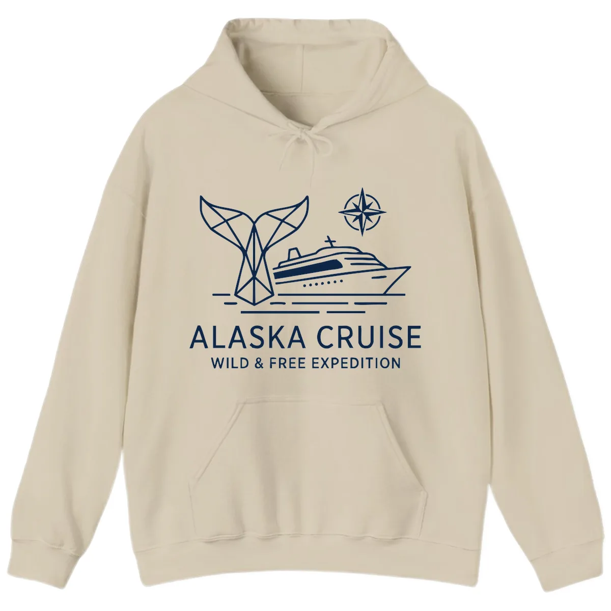 Alaska Wild & Free Expedition Cruise with Ship & Whale Hoodie in Sand