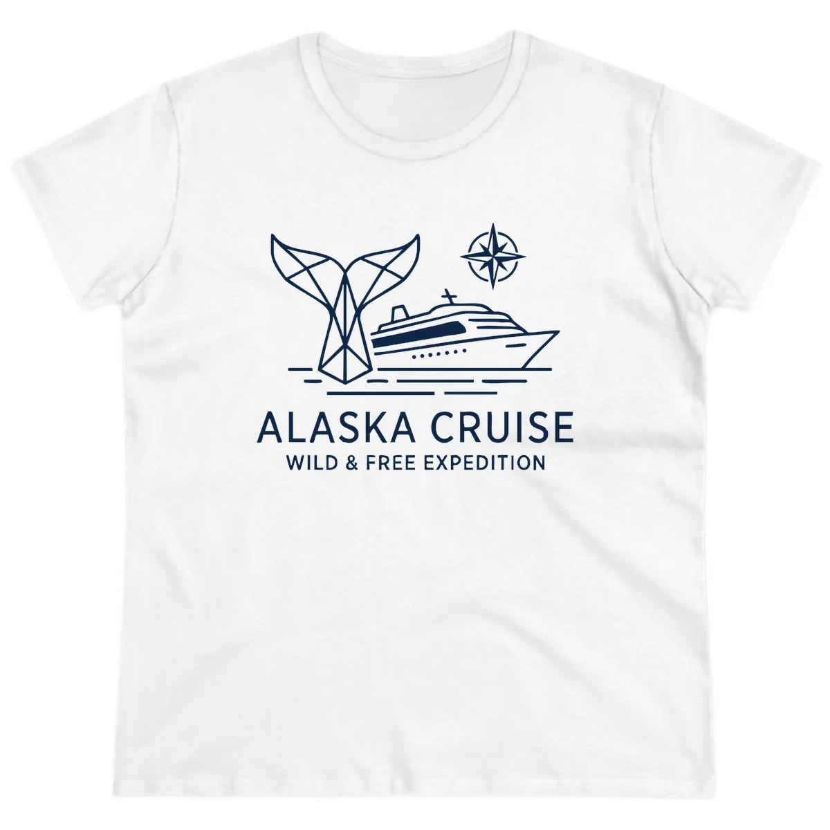 Alaska Wild & Free Expedition Cruise with Ship & Whale Ladies Tee in White