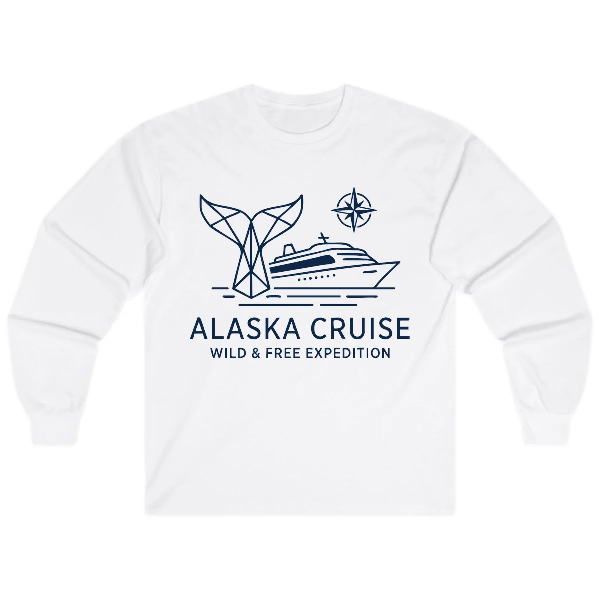 Alaska Wild & Free Expedition Cruise with Ship & Whale Long Sleeve in White