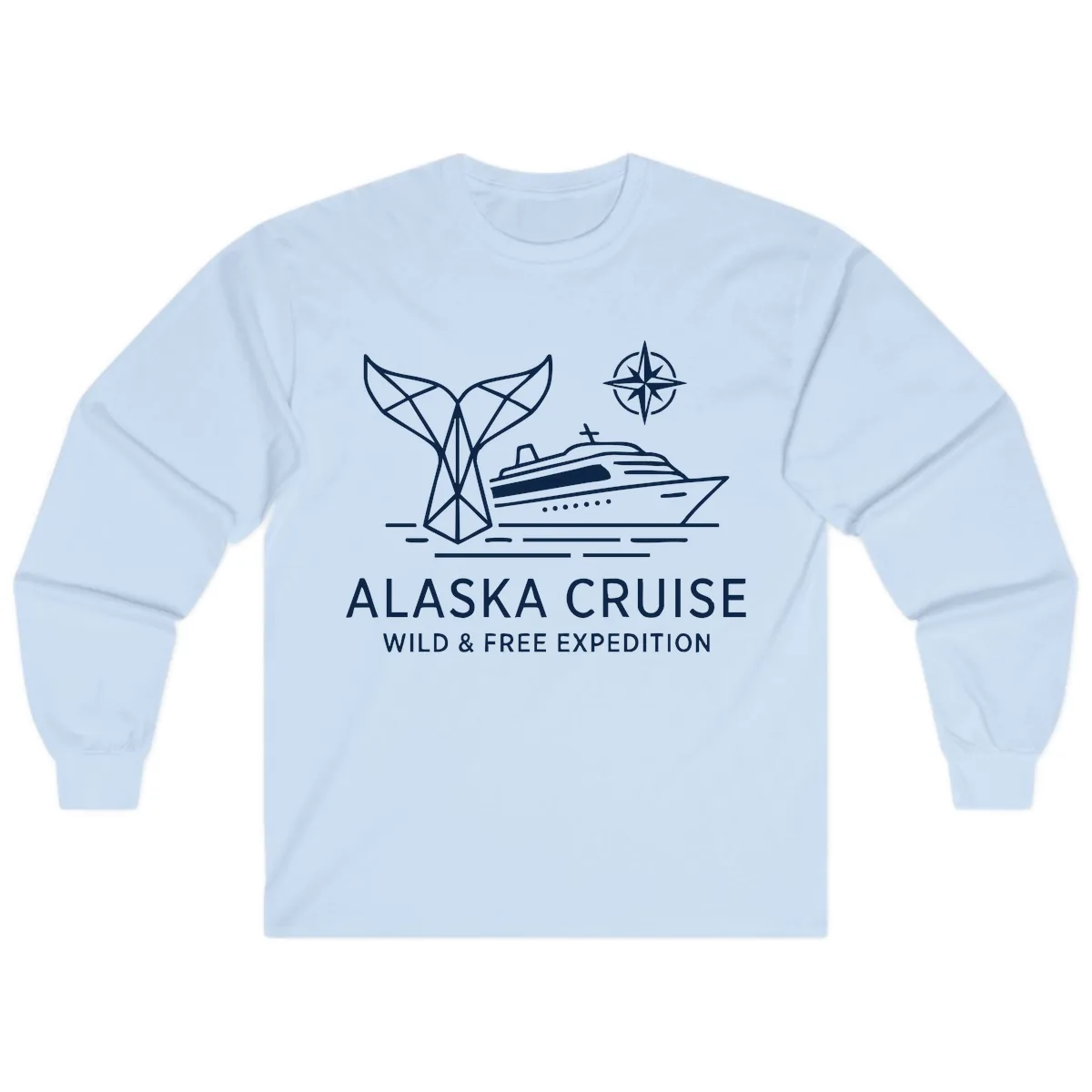 Alaska Wild & Free Expedition Cruise with Ship & Whale Long Sleeve in Light Blue