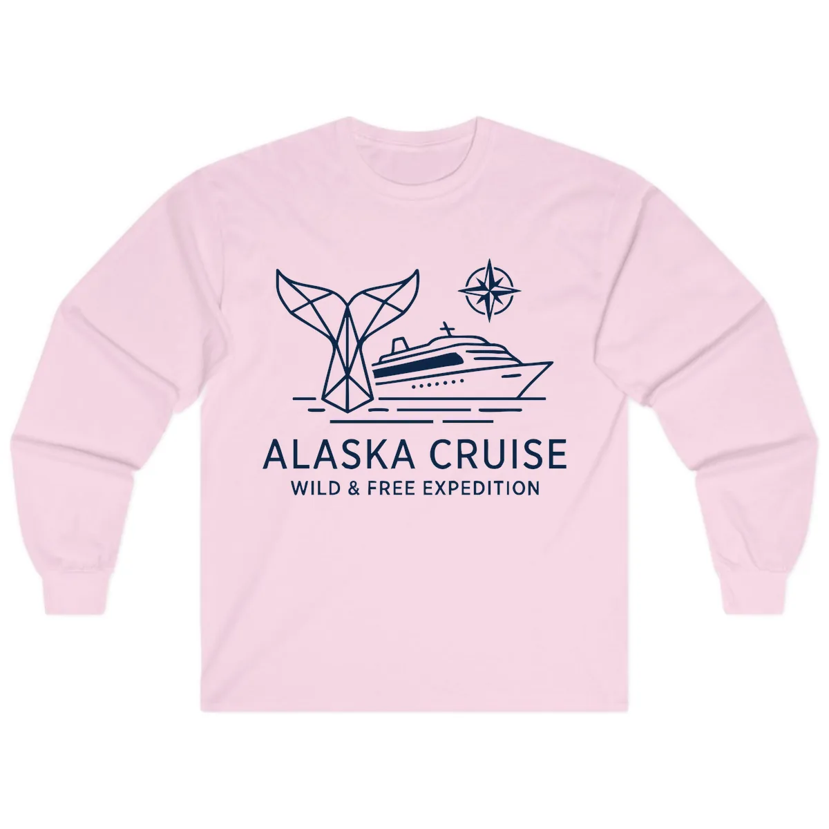 Alaska Wild & Free Expedition Cruise with Ship & Whale Long Sleeve in Light Pink