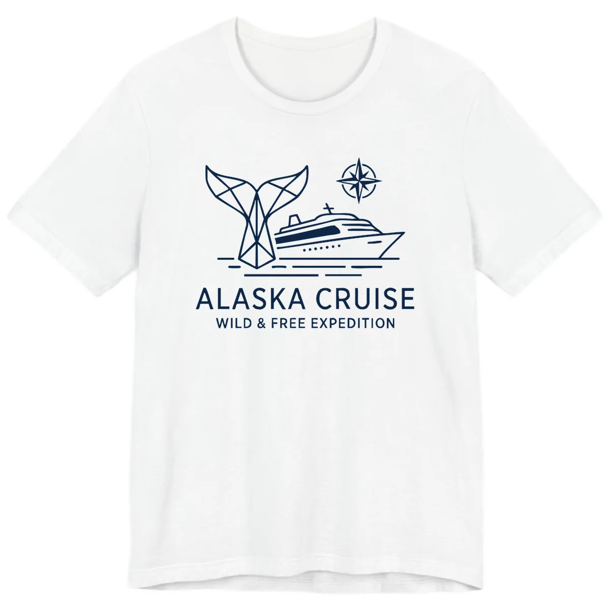 Alaska Wild & Free Expedition Cruise with Ship & Whale Premium T-Shirt in White