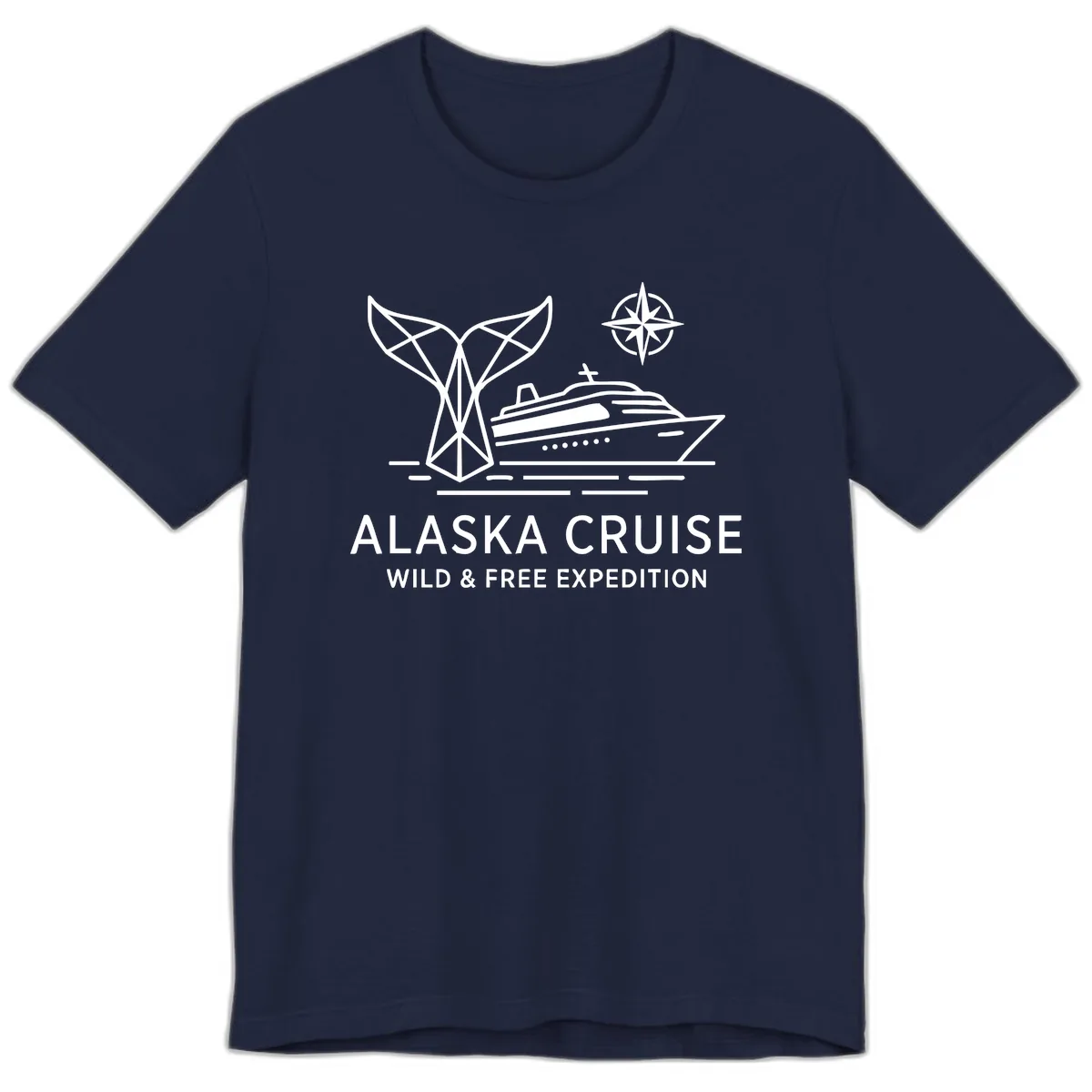 Alaska Wild & Free Expedition Cruise with Ship & Whale Premium T-Shirt in Navy