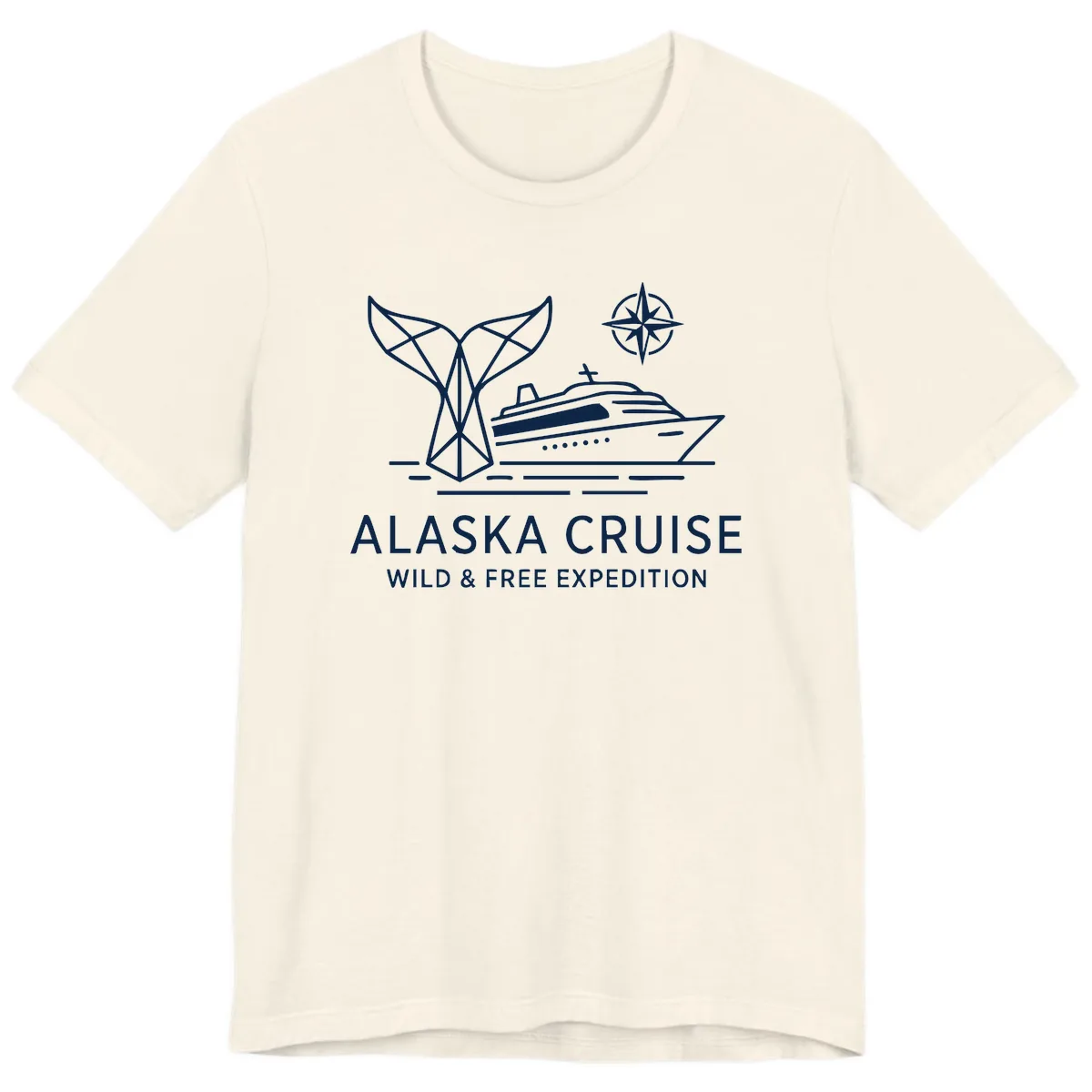 Alaska Wild & Free Expedition Cruise with Ship & Whale Premium T-Shirt in Natural